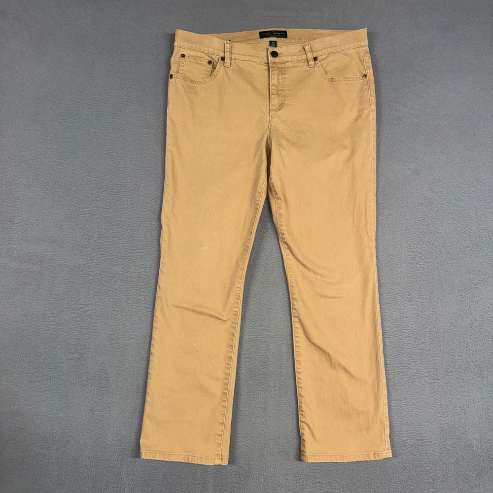 Lauren Ralph Lauren Jeans Womens 14P Brown Straight Leg Stretch Denim Cotton
